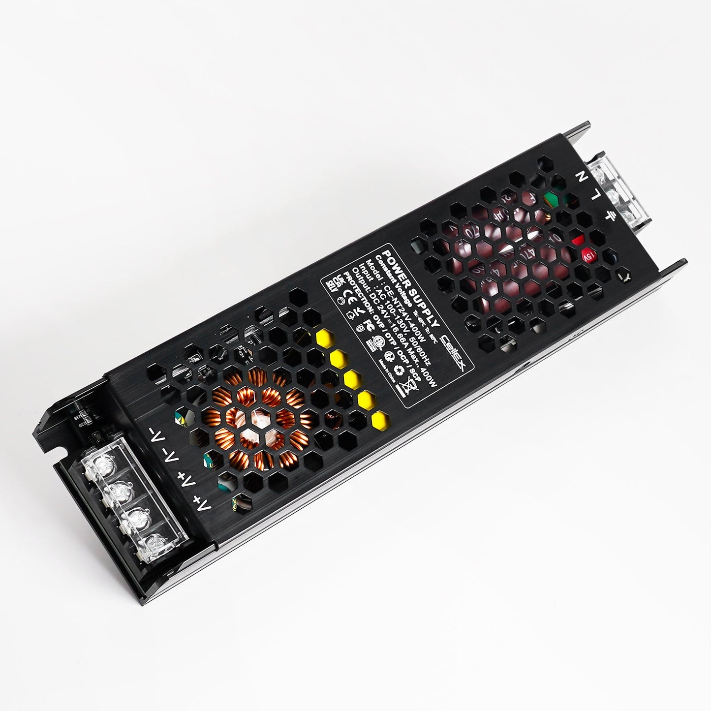 LED Driver 24V 400W IP20 ETL Listed, Power Supply AC 100-130V 50-60Hz, Ultra Slim Fanless Transformer for LED Lights