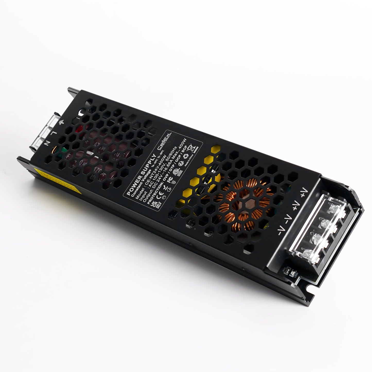LED Driver 24V 400W IP20 ETL Listed, Power Supply AC 100-130V 50-60Hz, Ultra Slim Fanless Transformer for LED Lights