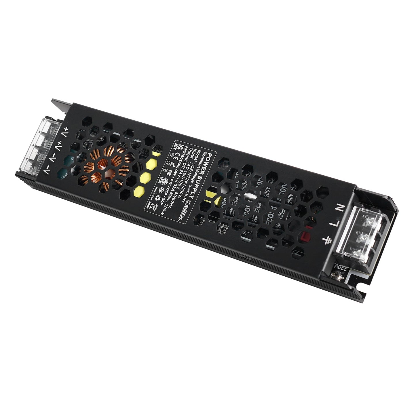LED Driver 24V 200W IP20 ETL Listed, Power Supply AC 100-130V 50-60Hz, Ultra Slim Fanless Transformer for LED Lights