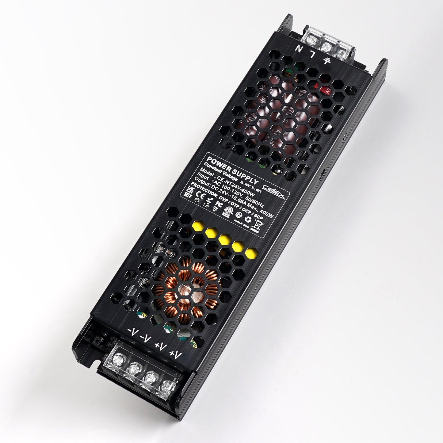 LED Driver 24V 400W IP20 ETL Listed, Power Supply AC 100-130V 50-60Hz, Ultra Slim Fanless Transformer for LED Lights