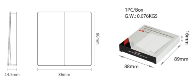 PUSH3-2 - 2 GANG PUSH Wireless Dimming Panel (2.4GHz)