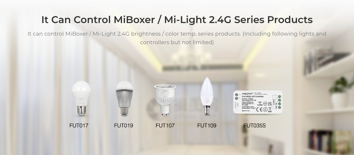 S1-W - 1-Zone 2.4G Sunrise Remote (Color Temperature) White