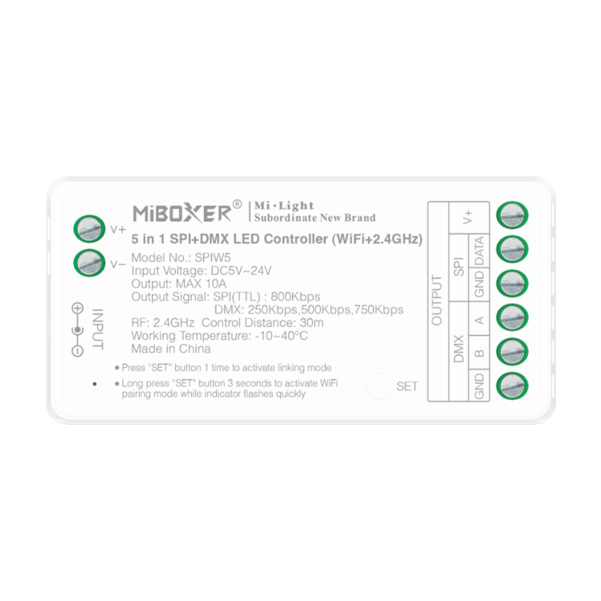 SPIW5 - 5 in 1 SPI+DMX LED Controller (WiFi+2.4G)