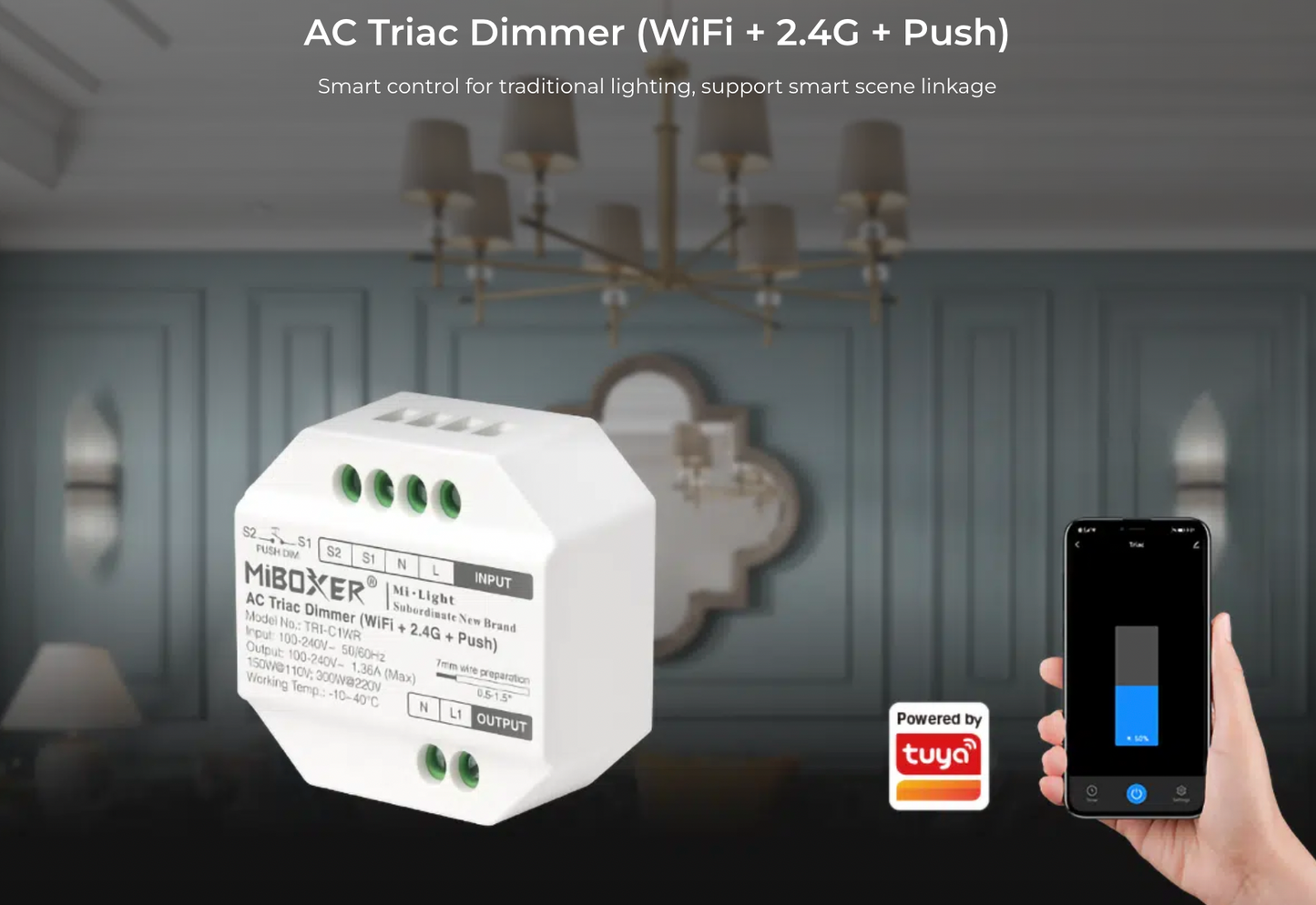 TRI-C1WR - AC Triac Dimmer (WiFi+2.4G+Push)