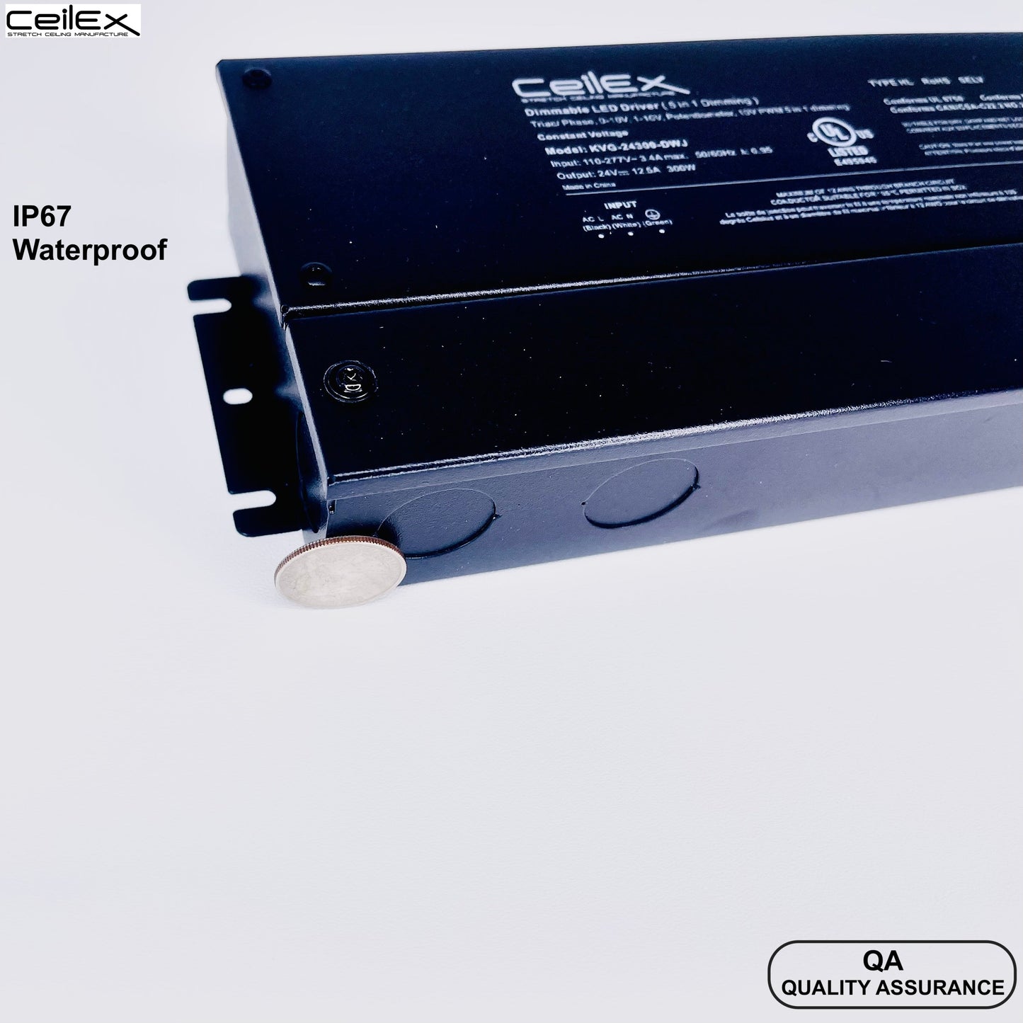 Triac Dimmable LED Driver 24V 300W IP67 UL Listed Compatible with Lutron Dimmer, Transformer for LED Lights, Dimmable Power Supply 5 in 1 Triac/0-10V/1-10V/Potentiometer/10V PWM