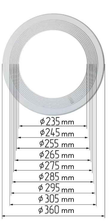 D9.25"-12" (235-305 mm) Stretch Ceilings Universal Circle Platforms for Spotlights Installation, Adjustable Holder Supporting Base
