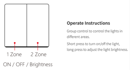 PUSH3-2 - 2 GANG PUSH Wireless Dimming Panel (2.4GHz)