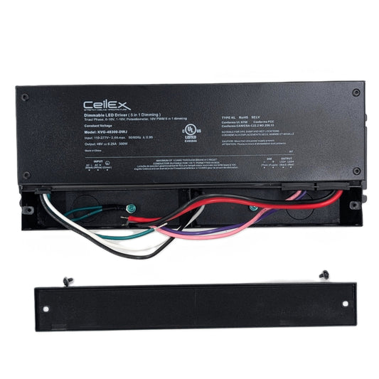 Triac Dimmable LED Driver 48V 300W IP67 UL Listed Compatible with Lutron Dimmer, Transformer for LED Lights, Dimmable Power Supply 5 in 1 Triac/0-10V/1-10V/Potentiometer/10V PWM