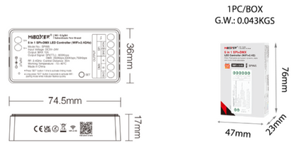 SPIW5 - 5 in 1 SPI+DMX LED Controller (WiFi+2.4G)