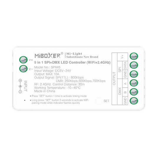 SPIW5 - 5 in 1 SPI+DMX LED Controller (WiFi+2.4G)